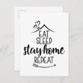 Carte Postale Mangez le sommeil Restez à la maison Répéter (Devant / Derrière)