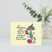 Carte Postale Mangez plus de gâteau Humour d'anniversaire (Debout devant)