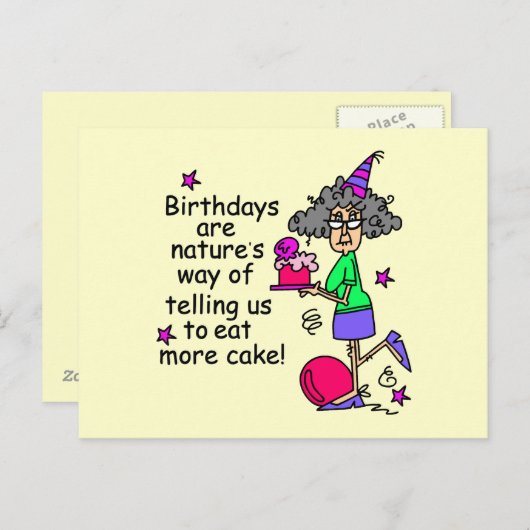 Carte Postale Mangez plus de gâteau Humour d'anniversaire (Devant / Derrière)