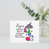 Carte Postale Mangez plus de gâteau Humour d'anniversaire (Debout devant)