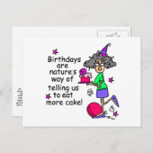 Carte Postale Mangez plus de gâteau Humour d'anniversaire (Devant / Derrière)