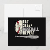 Carte Postale Mangez Sleep Baseball Répéter Funny Baseball Playe (Devant / Derrière)