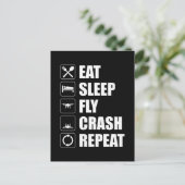 Carte Postale Mangez Sleep Fly Crash Répéter Funny Drone Pilote (Debout devant)