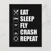 Carte Postale Mangez Sleep Fly Crash Répéter Funny Drone Pilote (Devant)