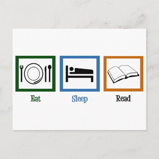 Carte Postale Mangez Sleep Lire Livres Drôle Bookworm (Devant)