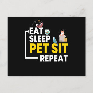 Carte Postale Mangez Sleep Pet Asseyez-vous Répéter Petsitting