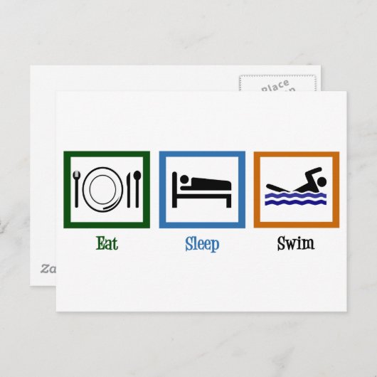 Carte Postale Mangez Sleep Swim (Devant / Derrière)