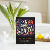 Carte Postale Mangez un verre et soyez effrayant Black Halloween