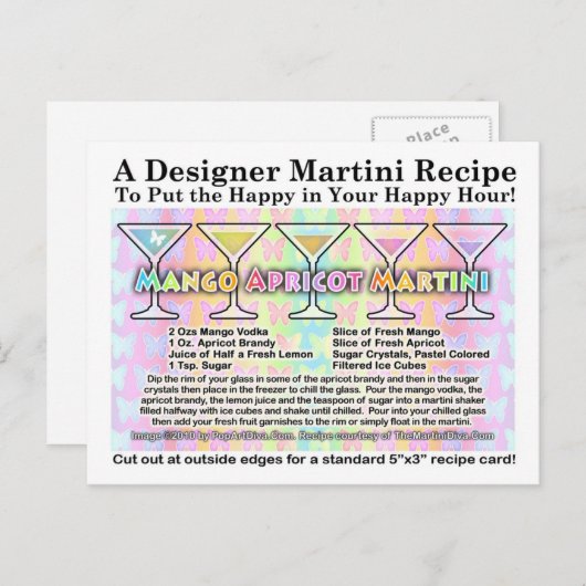 Carte postale Mango Apricot Spring Martini Recette (Devant / Derrière)