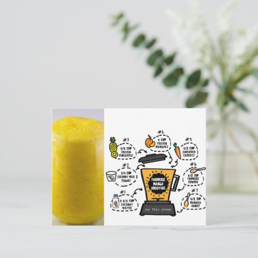 Carte Postale Mango Smoothie de Turmeric Recette (Debout devant)