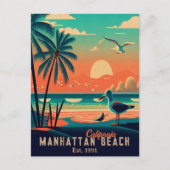 Carte Postale Manhattan Beach California Sunset Souvenirs 1950 (Devant)