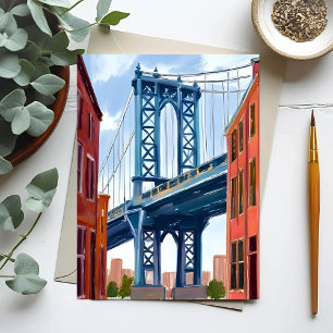 Carte Postale Manhattan Bridge New York City Peinture