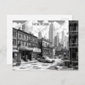 Carte Postale Manhattan New York Black and White Travel (Devant / Derrière)
