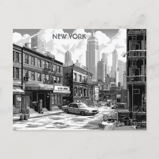 Carte Postale Manhattan New York Black and White Travel (Devant)