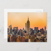 CARTE POSTALE MANHATTAN SKYLINE À SUNSET, NEW YORK, USA (Devant / Derrière)