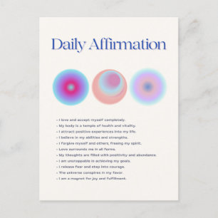 Carte Postale manifestation d'affirmations quotidiennes