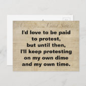 Carte Postale Manifestation Mon propre Dime Propre Temps Déclara (Devant / Derrière)