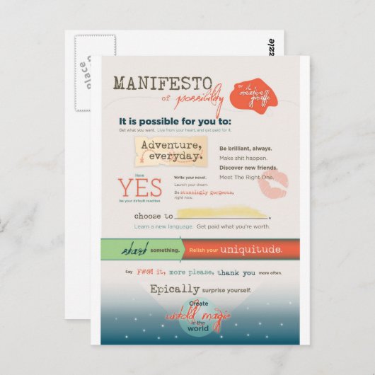 Carte Postale Manifeste inspirant (Devant / Derrière)