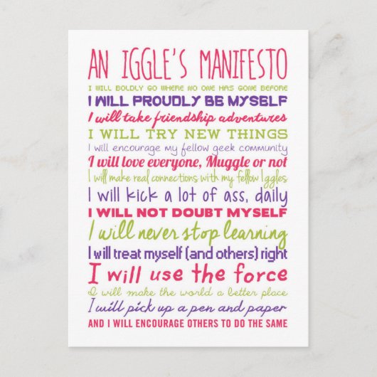 Carte postale Manifesto Iggle (Devant)