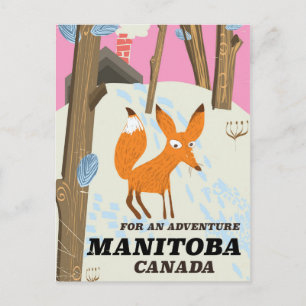 Carte Postale Manitoba Canada affiche de voyage de style vintage