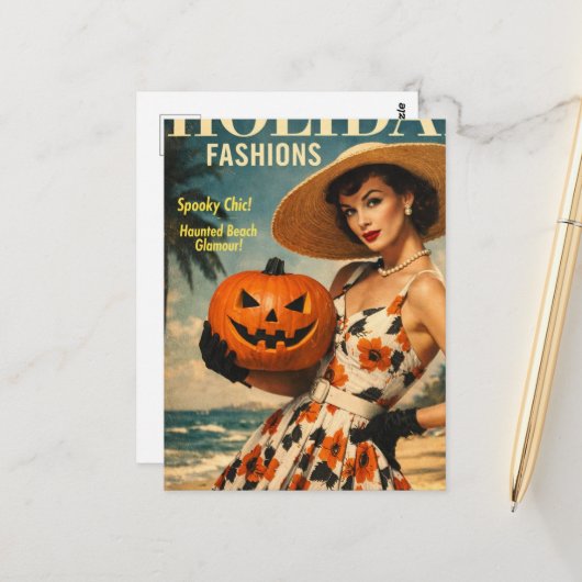 Carte Postale Mannequin de mode Belle Summerween (Devant/Arrière en situation)