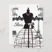Carte Postale Mannequin de mode Paris noir blanc (Devant / Derrière)