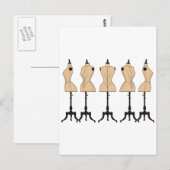 Carte Postale mannequins de mode vintage, vieilles tenues (Devant / Derrière)