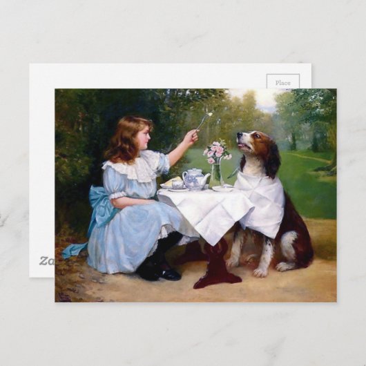 Carte Postale Mannequins de table victorienne pour animal de com (Devant / Derrière)