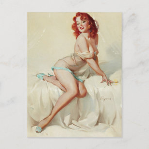 Carte Postale Manner de lit - Gil Elvgren Vintage Pin up girl