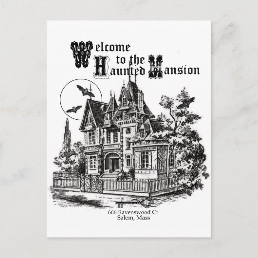 Carte Postale manoir vintage hanté moderne (Devant)