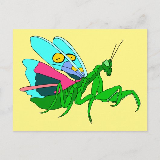 Carte Postale Mantis de prière colorée (Devant)