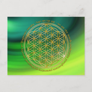 Carte Postale Mantra Moola / Blume Des Lebens   vagues vertes