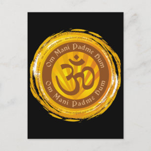 Carte Postale Mantra tibétain avec symbole Aum