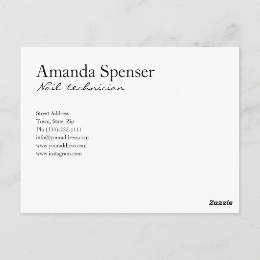 Carte Postale Manucure Clou Salon Simple Merci blanc Coupon (Dos)