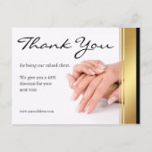 Carte Postale Manucure Clou Salon Simple Merci blanc Coupon (Devant)