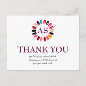 Carte Postale Manucure Clou Salon Simple Merci blanc Coupon (Devant)