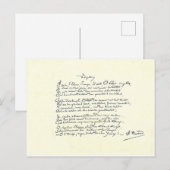 Carte Postale manuscrit autographe de Voyelles (Rimbaud) (Devant / Derrière)