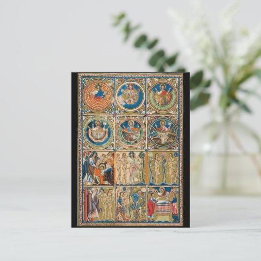 Carte Postale Manuscrit enluminé chrétien médiéval  (Debout devant)