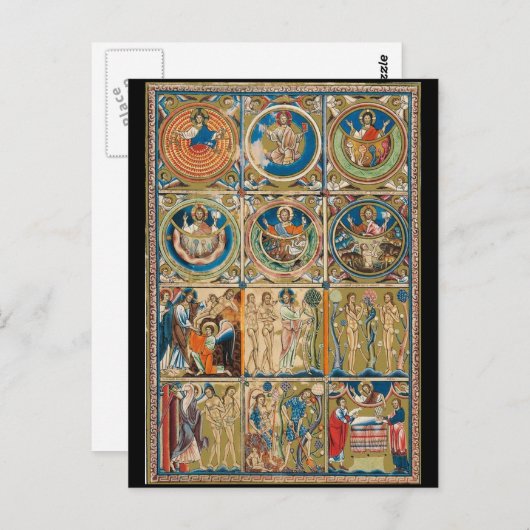 Carte Postale Manuscrit enluminé chrétien médiéval  (Devant / Derrière)