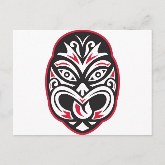 Carte Postale maori tiki moko masque de tatouage (Devant)