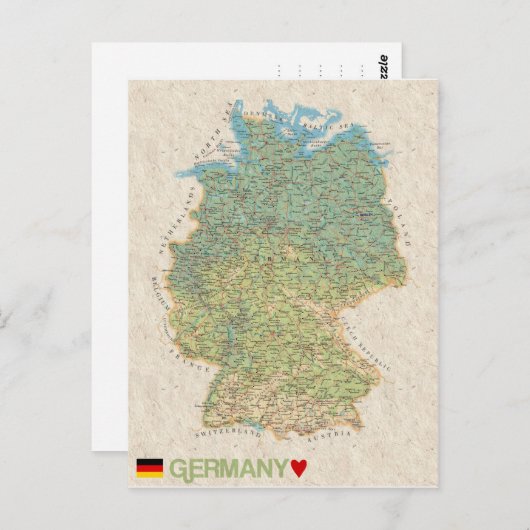 CARTE POSTALE MAP ♥ Allemagne (Devant / Derrière)