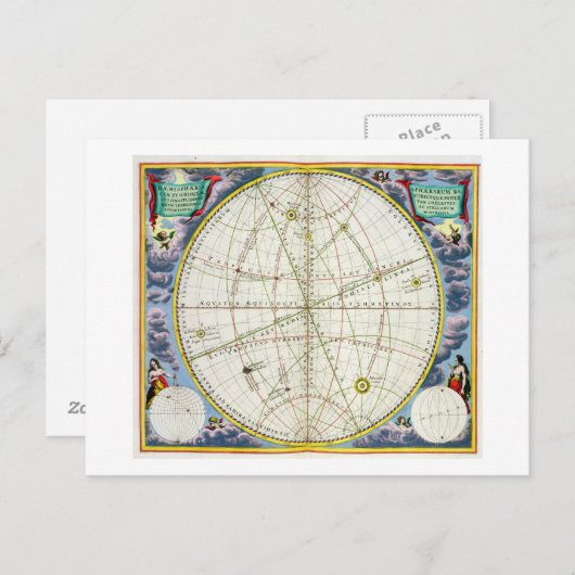 Carte Postale Map Charting the Movement of the Earth and Planets (Devant / Derrière)