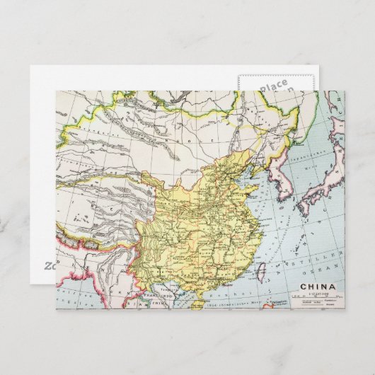 CARTE POSTALE MAP : CHINE, 1910 (Devant / Derrière)