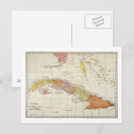 CARTE POSTALE MAP : CUBA, 1900 (Devant / Derrière)
