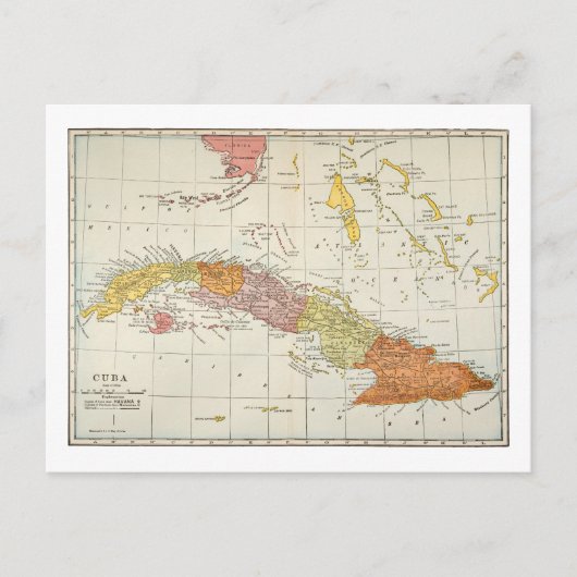 CARTE POSTALE MAP : CUBA, 1900 (Devant)