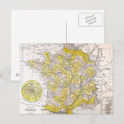 CARTE POSTALE MAP : FRANCE (Devant / Derrière)