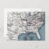 CARTE POSTALE MAP : GUERRE CIVILE, 1861 (Devant / Derrière)