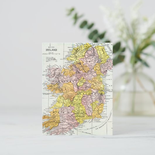 Carte Postale MAP : IRLANDE, c1890 (Debout devant)