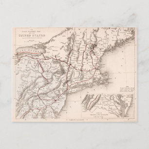 Carte Postale Map: Northeast États-Unis