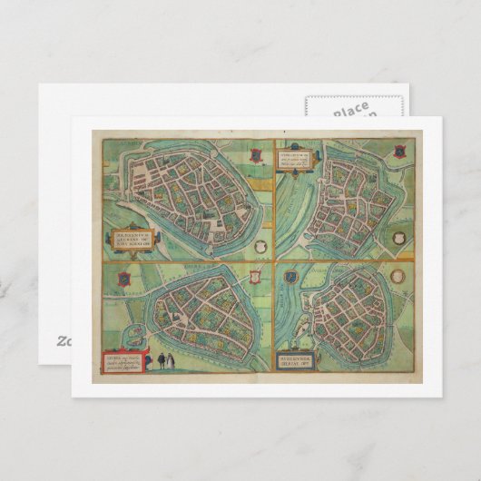 Carte Postale Map of Arnhem, Velmo, Gelre et Ruerm, from 'Civi (Devant / Derrière)
